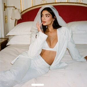 SLA the label white Astrid glitter bralette XS